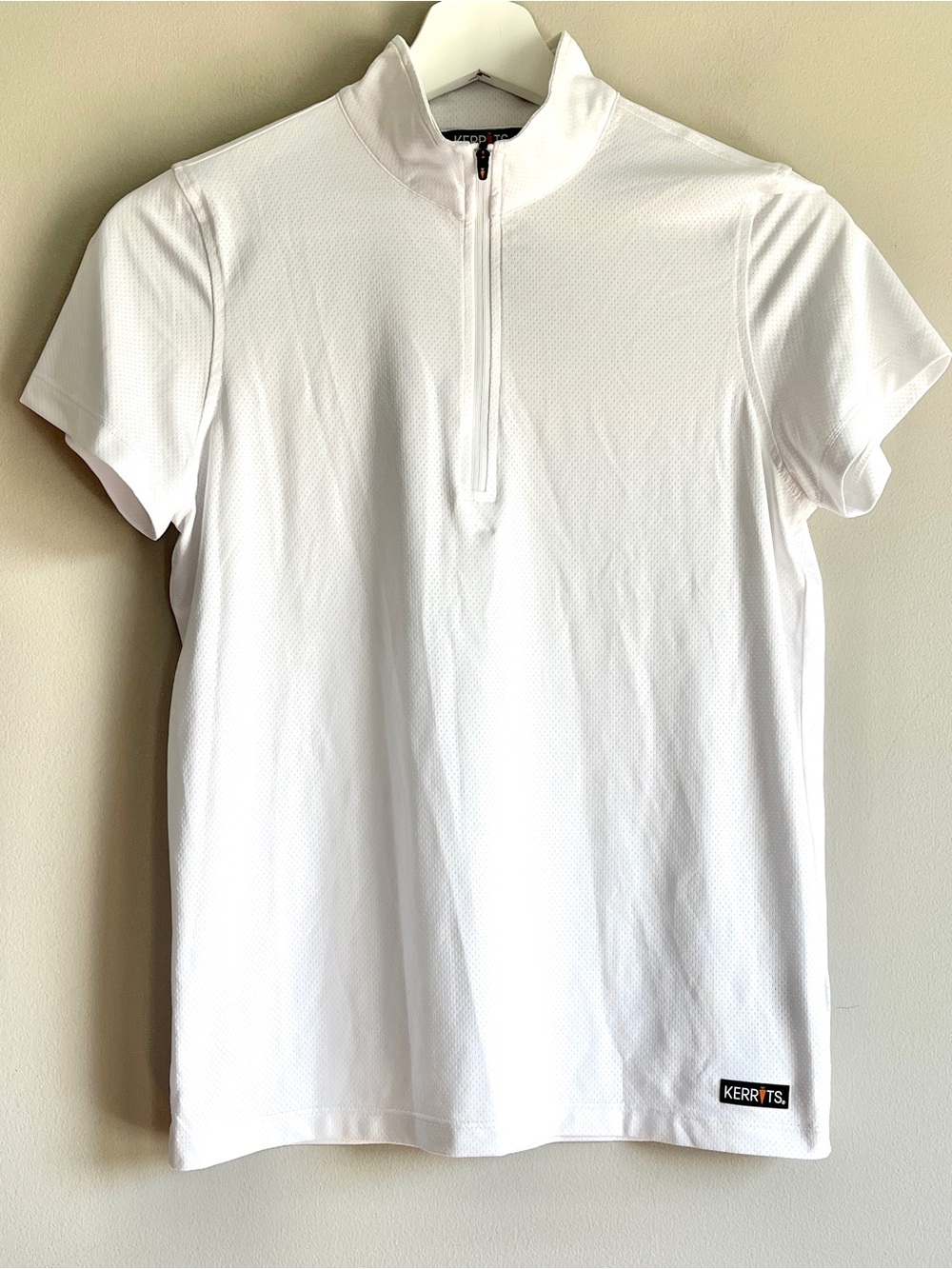 Kerrits Kids Ice Fil Lite Short Sleeve Riding Shirt XL white mesh zipper horse